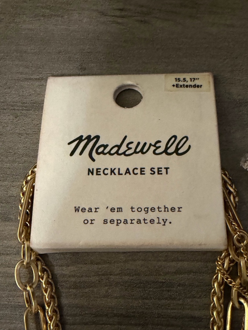 Madewell Necklace Set New on Card with dust Bag! #A113 gold tone - Picture 5 of 7